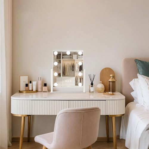 Vanity Mirror with Lights (White / 12"L x 14"W)