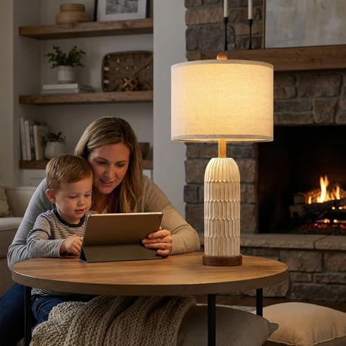 26.5" Bedside Table Lamps Set of 2 (26"-Yellowish and Brown)