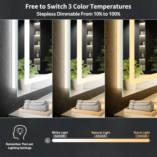 32"x32" LED Bathroom Mirror with Lights (Frontlit & Backlit / 32"L x 32"W)