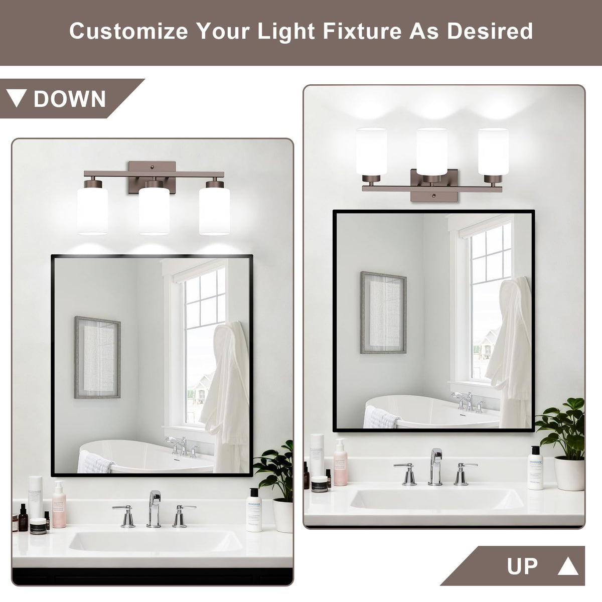Bathroom Light Fixtures (Oil Rubbed Bronze, Milky White / 3-Light)