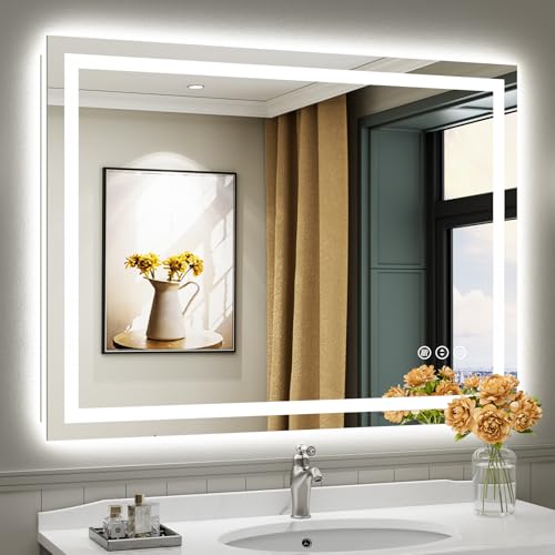 48x36 Inch LED Bathroom Mirror with Lights (Backlit+front Lit / 48"L x 36"W)