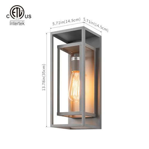 14" Modern Outdoor Porch Wall Light (Matte Gray / 14-inch)