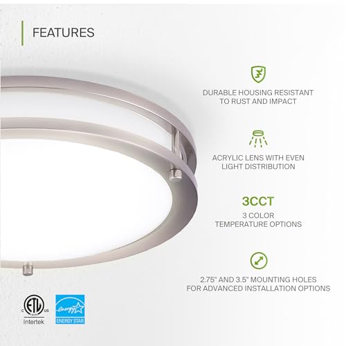 LED 18" Round Flush Mount Lighting (Brushed Nickel)