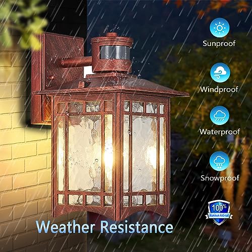 2 Pack Red Rustic Outdoor Wall Porch Lights (Red)