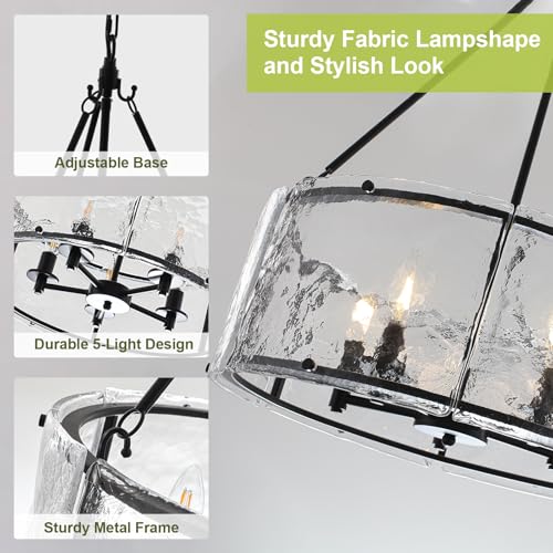 5 Light Dining Room Light Fixture (Black)