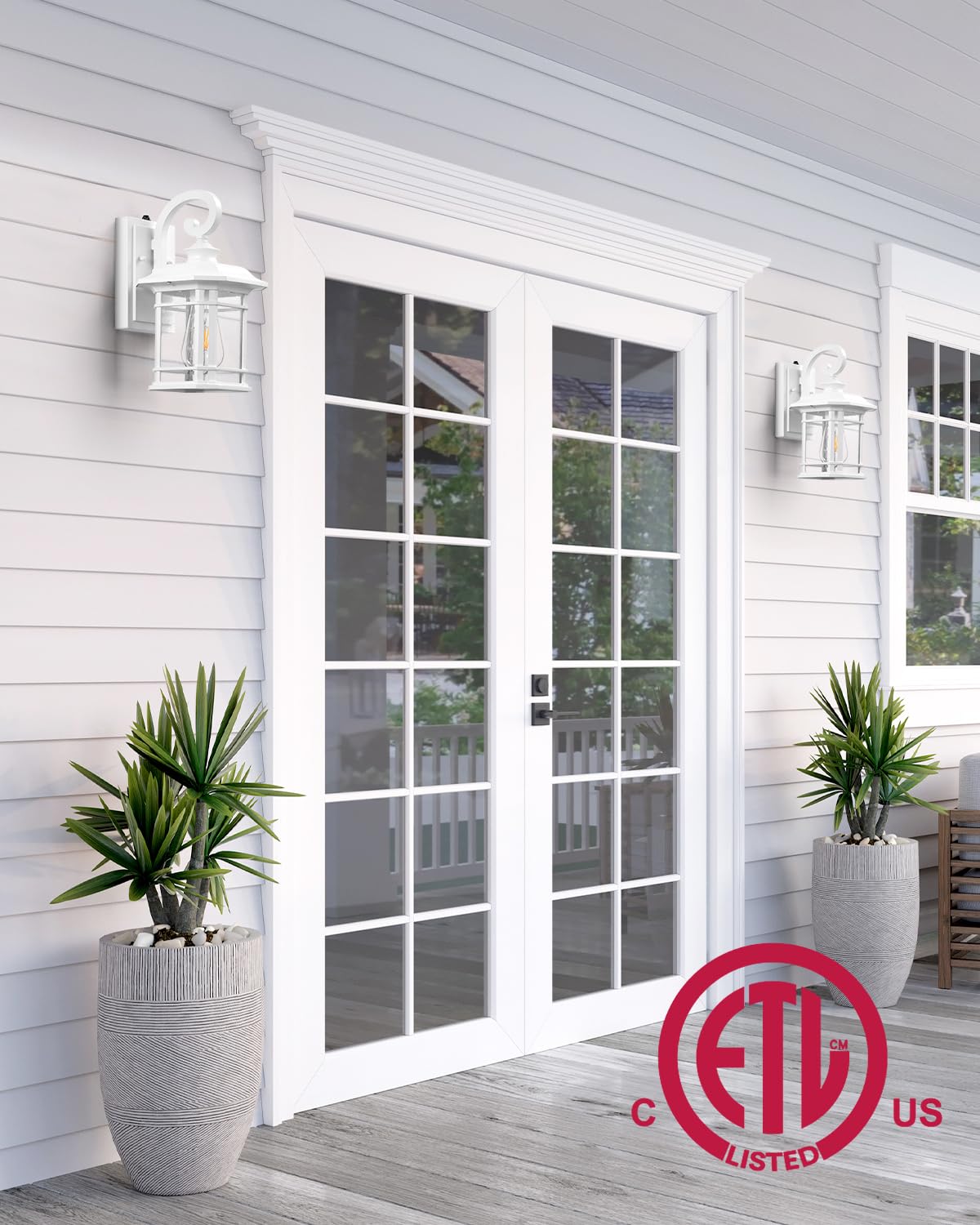 White Outdoor Wall Lights (White / 12.4 in Dusk to Dawn 1 Pack)