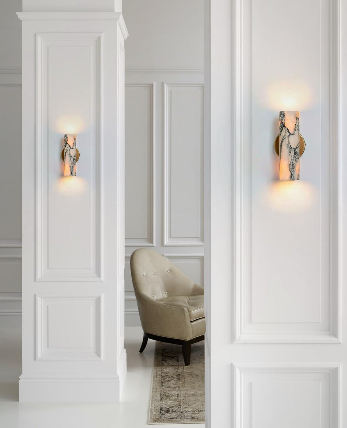 9.84" Natural Marble Wall Sconces Set of 2