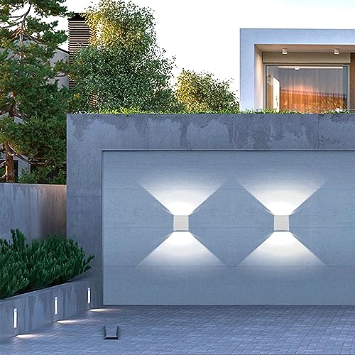 2 PCS 12W Outdoor Sconces Wall Lights LED Exterior (White-6500K-Cold Light / 3.94in.【2 Pack】)