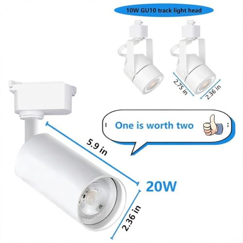 Plug in H Type LED Track Lighting Kits Dimmable Adjustable Angle Heads (Lights Kit)