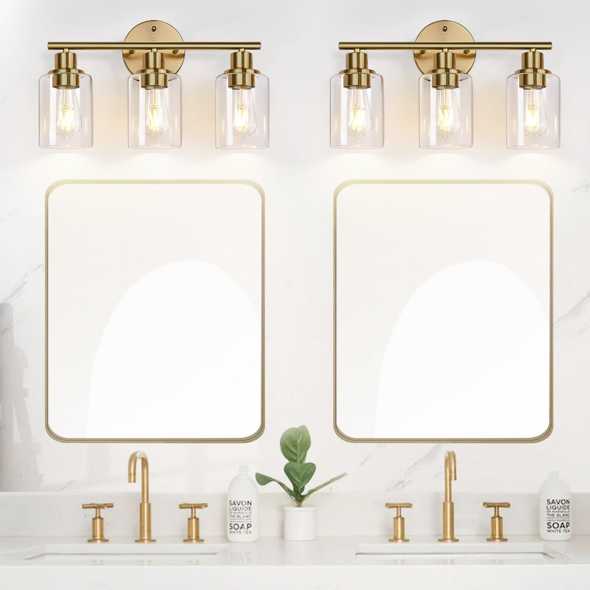 3 Light Gold Bathroom Light Fixtures (Brushed Gold / 3-light)