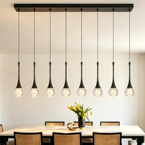 8 Light Crystal Modern Black Chandelier (Black / Pendant 8-Light)