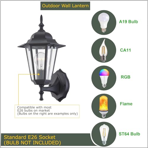 2 Pack Outdoor Wall Light (2 Pack / Black)