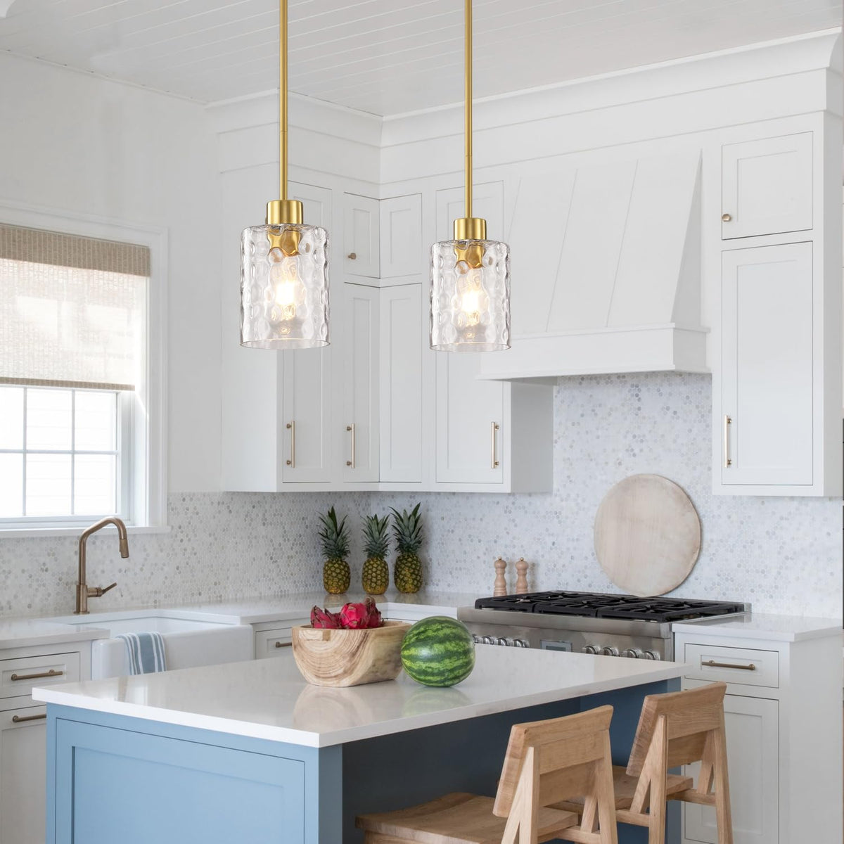 2 Pack Brass Gold Modern Pendant Light (2 pack gold water glass)