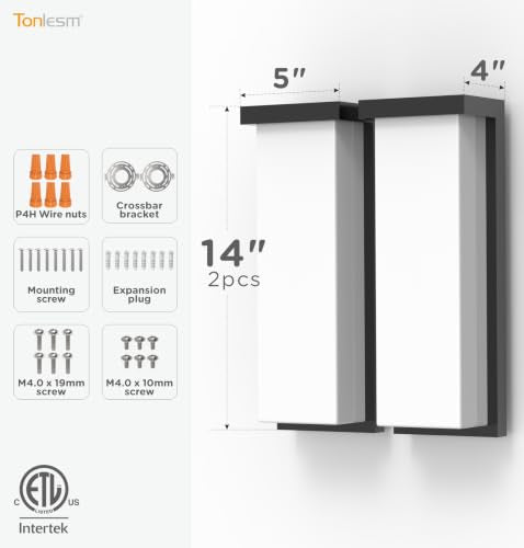 14 Inch Outdoor Wall Light (Black,2 Pack / 14 Inch)