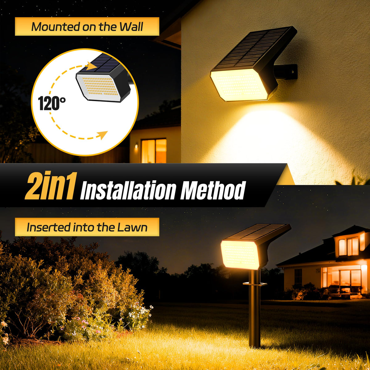 Solar Spot Lights Outdoor Waterproof (Warm White / 4 pack)
