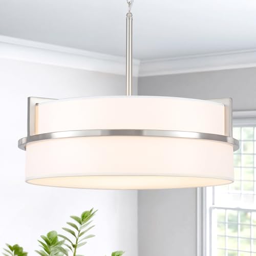 White Linen Drum Chandelier