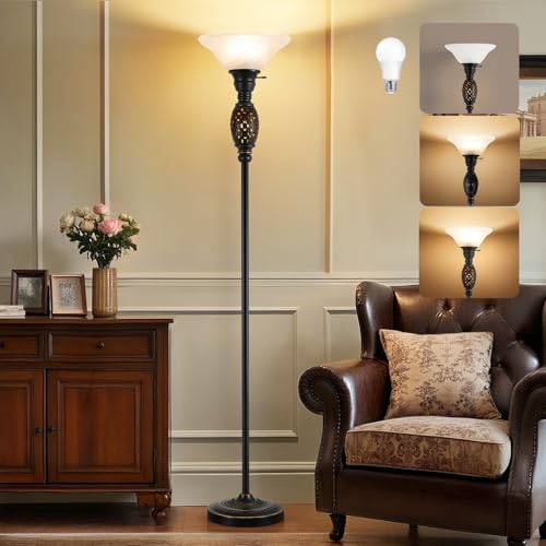 70" Floor Lamp for Living Room with Nightlight (Black)