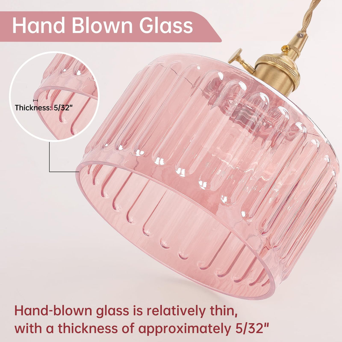 Plug in Pendant Light Hanging Light Fixtures with Plugin Cord On (Pink)