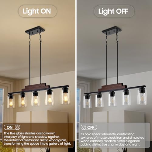 5 Light Kitchen Island Lighting (Black & Reddish Brown / 5-Light)