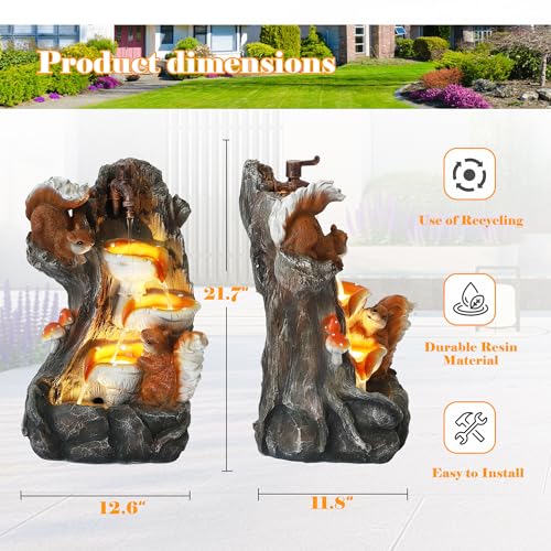 22" H Indoor Outdoor Water Feature (Yellow & Brown)