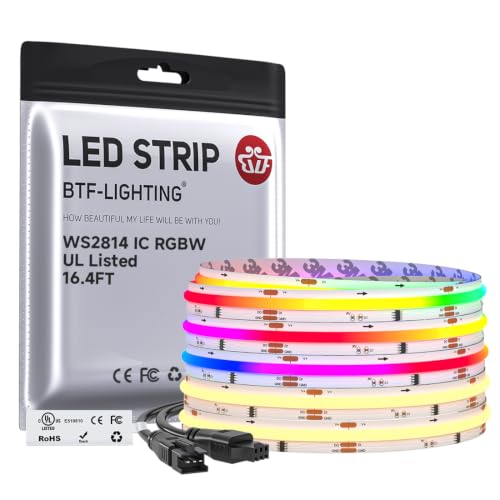 16.4FT WS2814 Smart IC RGBW 3000K DC12V COB LED Strip Light (16.4FT)