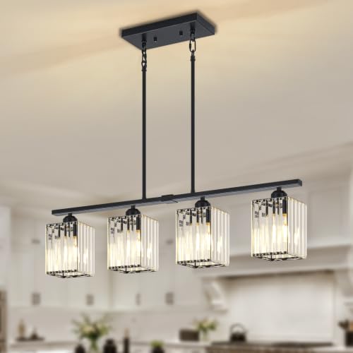 4 Light Modern Crystal Kitchen Island Lighting