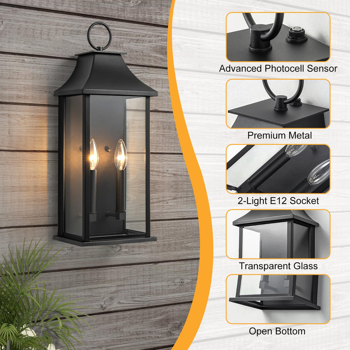 Outdoor Wall Lights (Black / 20.6 inch)