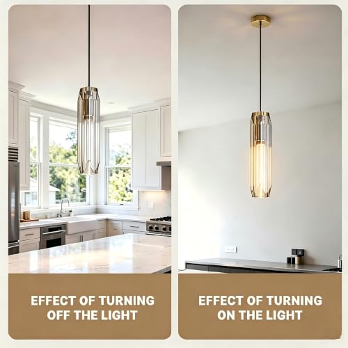 11.8" Modern Pendant Light Fixture with Amber Crystal Lampshade (Small Amber)