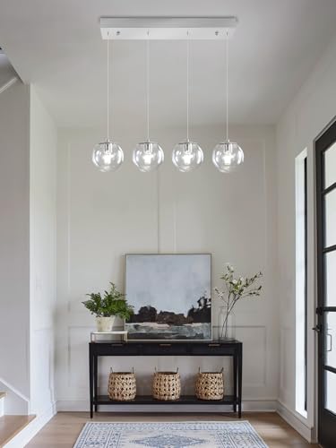 Modern Kitchen Island Lighting Linear Chandeliers for Dining Room 4 (Silver-Clear / Rectangle 4-Light)