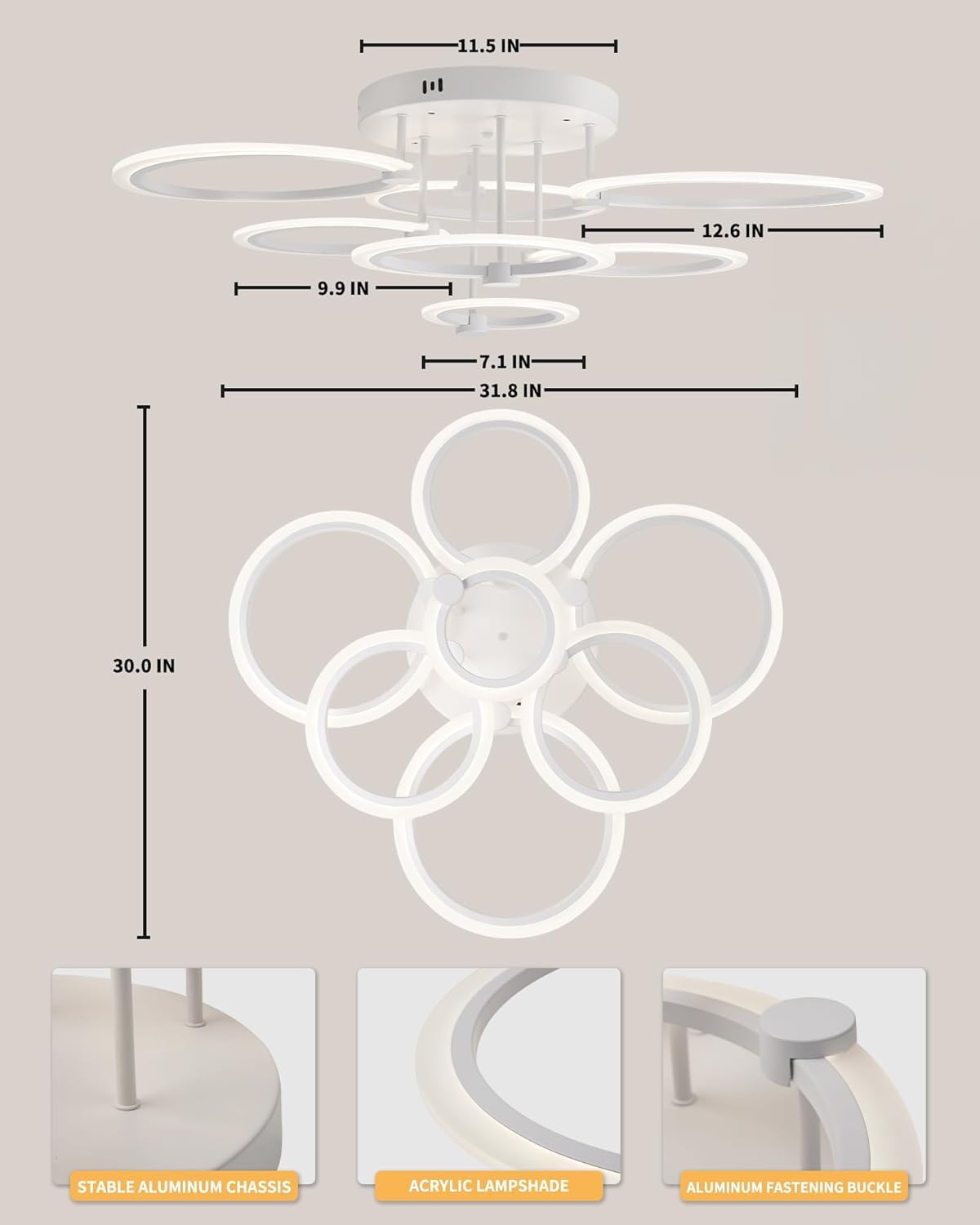 Smart LED Ceiling Light (White-ST / 31.8inch)