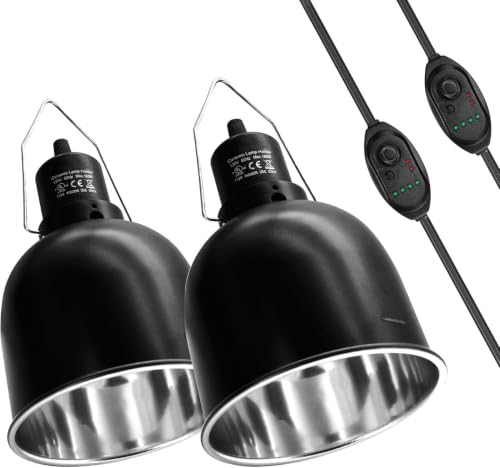 5.5 Inch Deep Dome Reptile Heat Lamp Fixture with Dimming Switch and Timer (Reptile Light Fixture with Dimming and Timer)