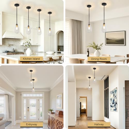 Black Gold Twisted Glass Pendant Lights Kitchen Island Modern (2-Pack Black Gold)