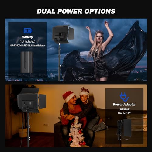 2Pack LED Video Light Kit with Barn Door 12.6" Bi