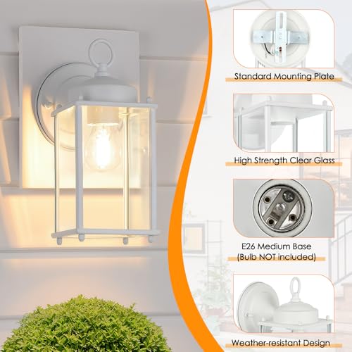 Large Outdoor Wall Lantern (White / 10.24 inch)