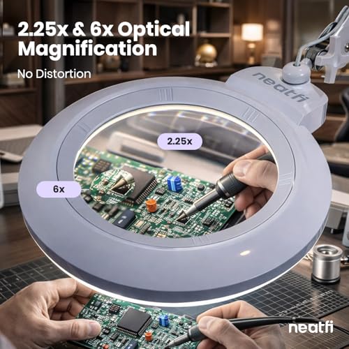 LED Magnifying Lamp with Base (White / 7-inch Lens, Non-CCT with Base)