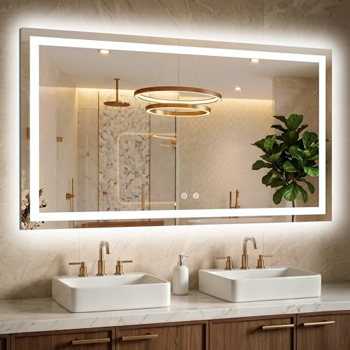 30x50 LED Bathroom Mirror with Lights (Rec Corner-3 Light Modes / 30"L x 50"W)