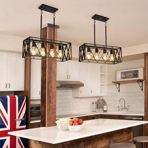 Black Farmhouse Kitchen Island Lighting (Black / 4-Light)