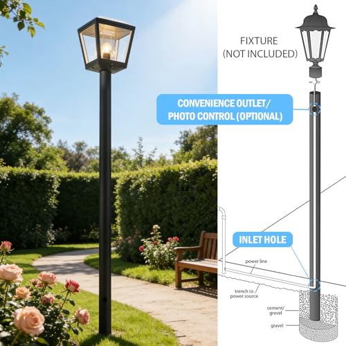 3" x 84" Black Outdoor Light Post Pole (84 Inch)