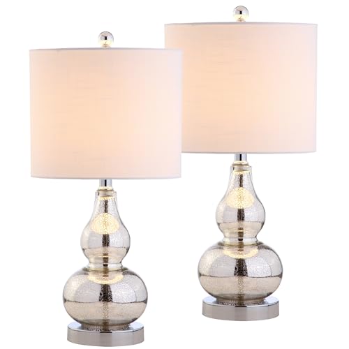Anya Gourd Glass Table Lamp 20.5" (Set of 2 / Mercury Silver)