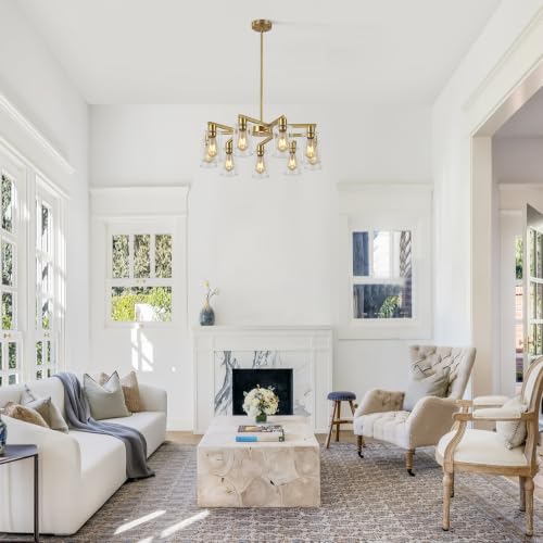 9 Light Gold Chandelier (Gold / 9-Lights/D29.5 '')