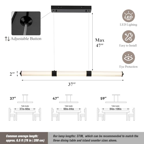 Black Chandeliers for Dining Room (Black / 37IN)