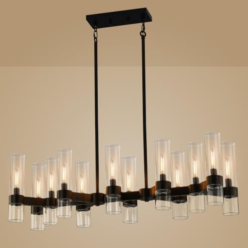 12 Light Black Chandelilers for Dining Room Light Fixture 40" (Black / 12-Light L40")