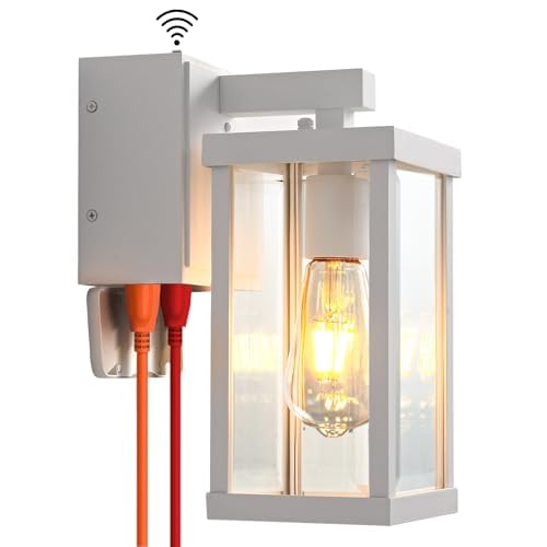 Dusk to Dawn Porch Lights with GFCI Outlets Waterproof Outdoor Wall Lights Exterior Lighting Fixtures Modern Outside Lights Wall Mount for House Patio Garage