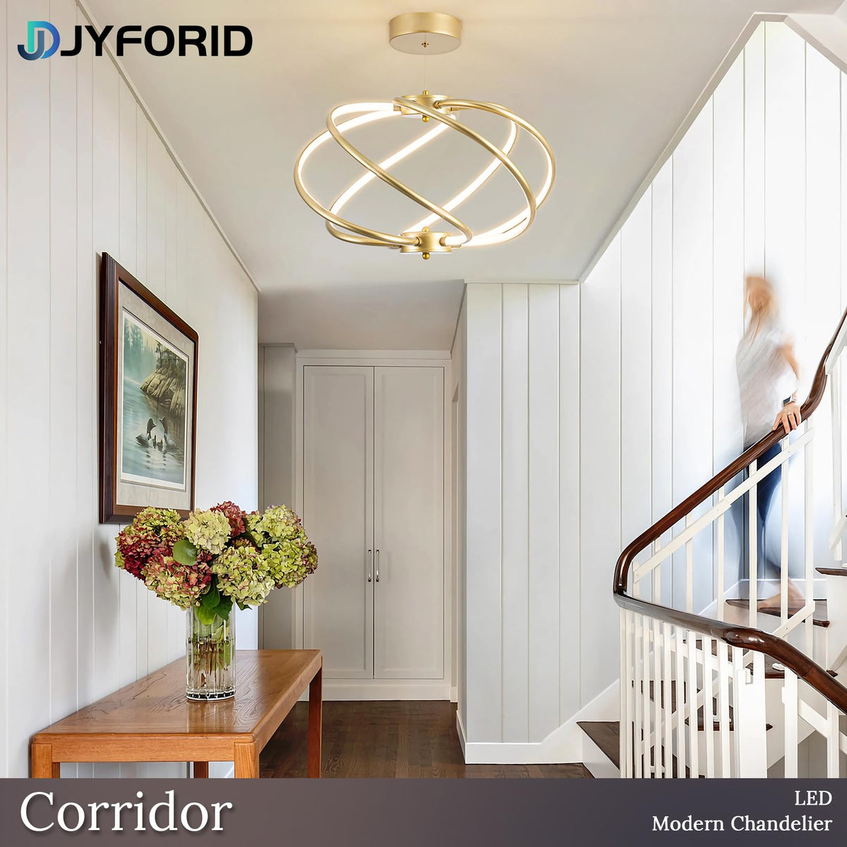 Gold Modern Chandelier with Remote Control (Gold-A)