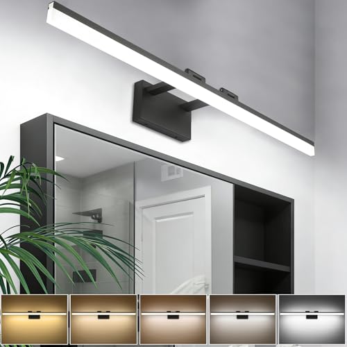 Dimmable Matt Black Bathroom Vanity Light Light Fixtures for Bath 39.4 Inch 5 Color Temperature LED Light Above Mirror Bathroom Vanity Lights Over Mirror 5CCT (Matte Black- 5CCT&Dimmable / 40-inch)