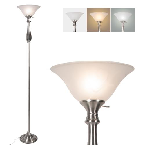Torchiere Floor Lamp for Living Room (Gourd Lamp-Brushed Nickel)