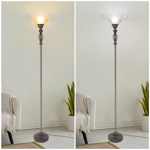 Torchiere Floor Lamps for Living Room (Dark Brown)