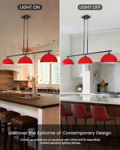 3 Light Red Island Lights for Kitchen (3 Light / Red)