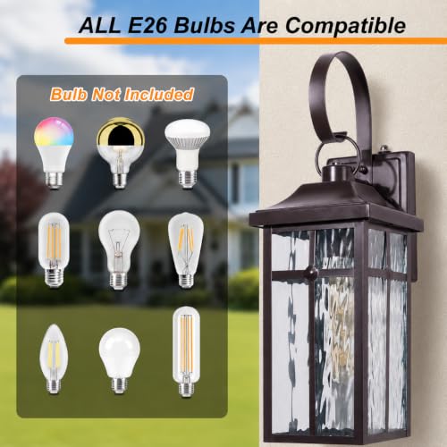 2 Pack Dusk to Dawn Outdoor Wall Lights (Brown / 19 inch)