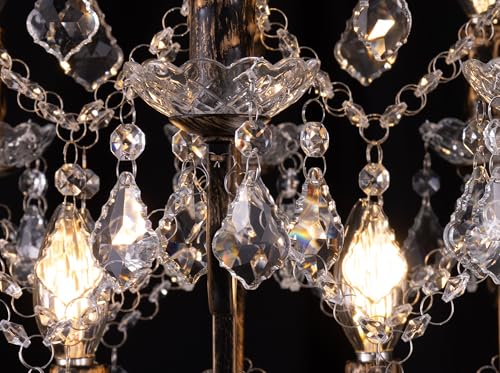 Crystal Chandelier Farmhouse Rectangle Chandeliers for Dining Room (Transparent / 34 inch)